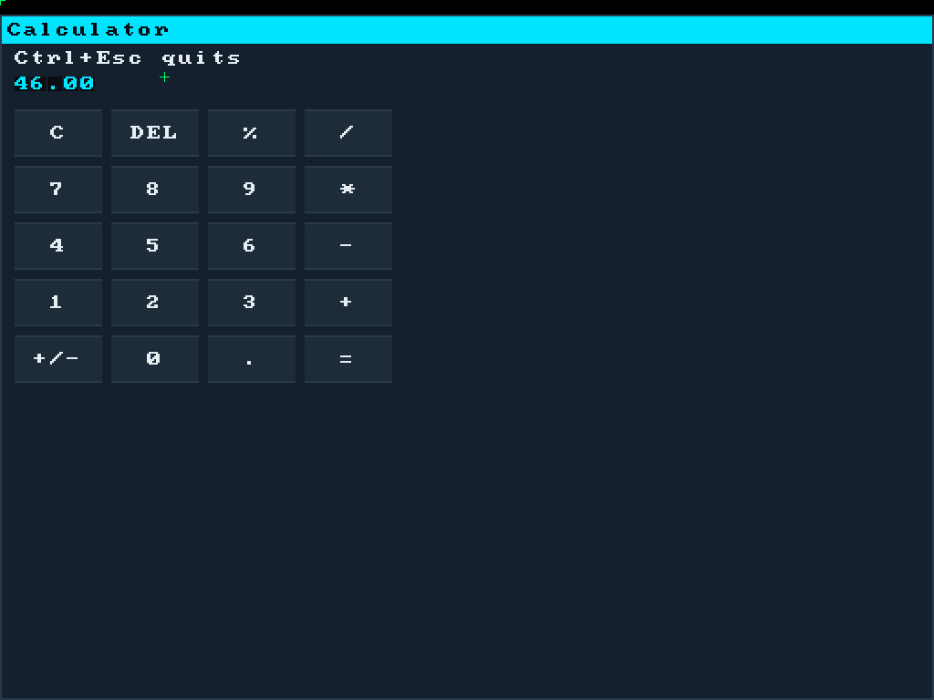 The calculator running