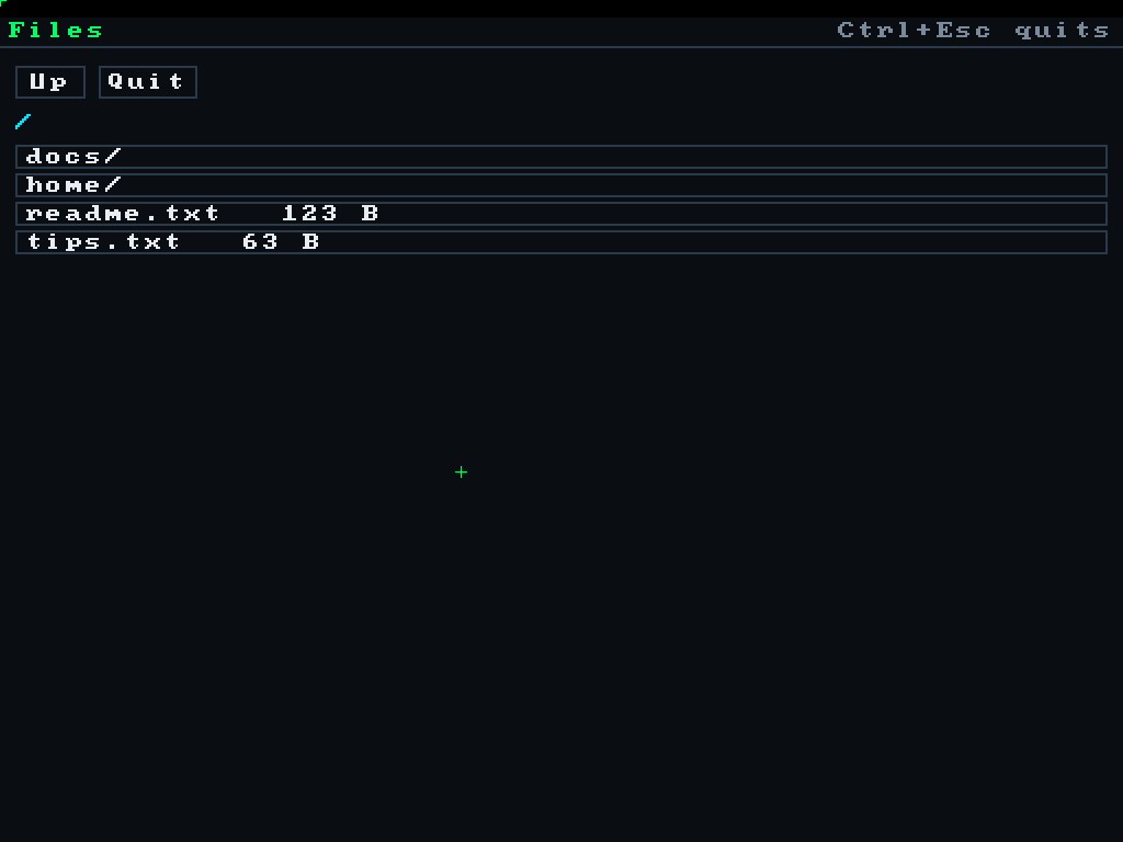 The file browser running